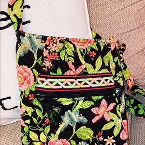 Vera Bradley Crossbody - Black Pink Green Floral